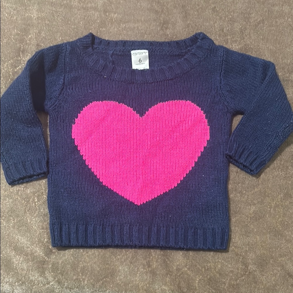 Carter's Navy Sweater with Pink Heart
